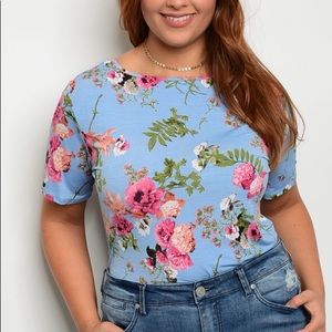 Plus size Floral Print Bodysuit